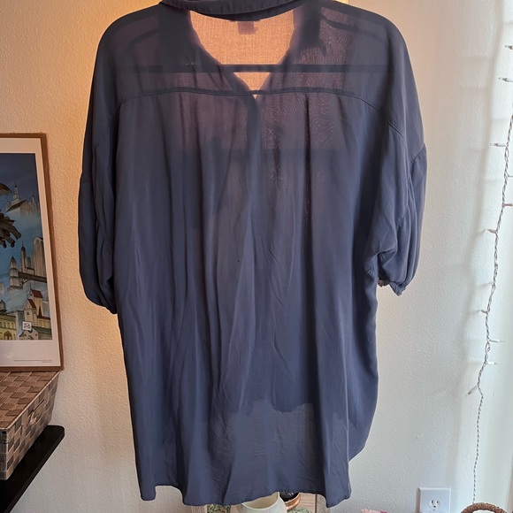 Vintage 100% Rayon Button Down Blue Shirt - Picture 2 of 13